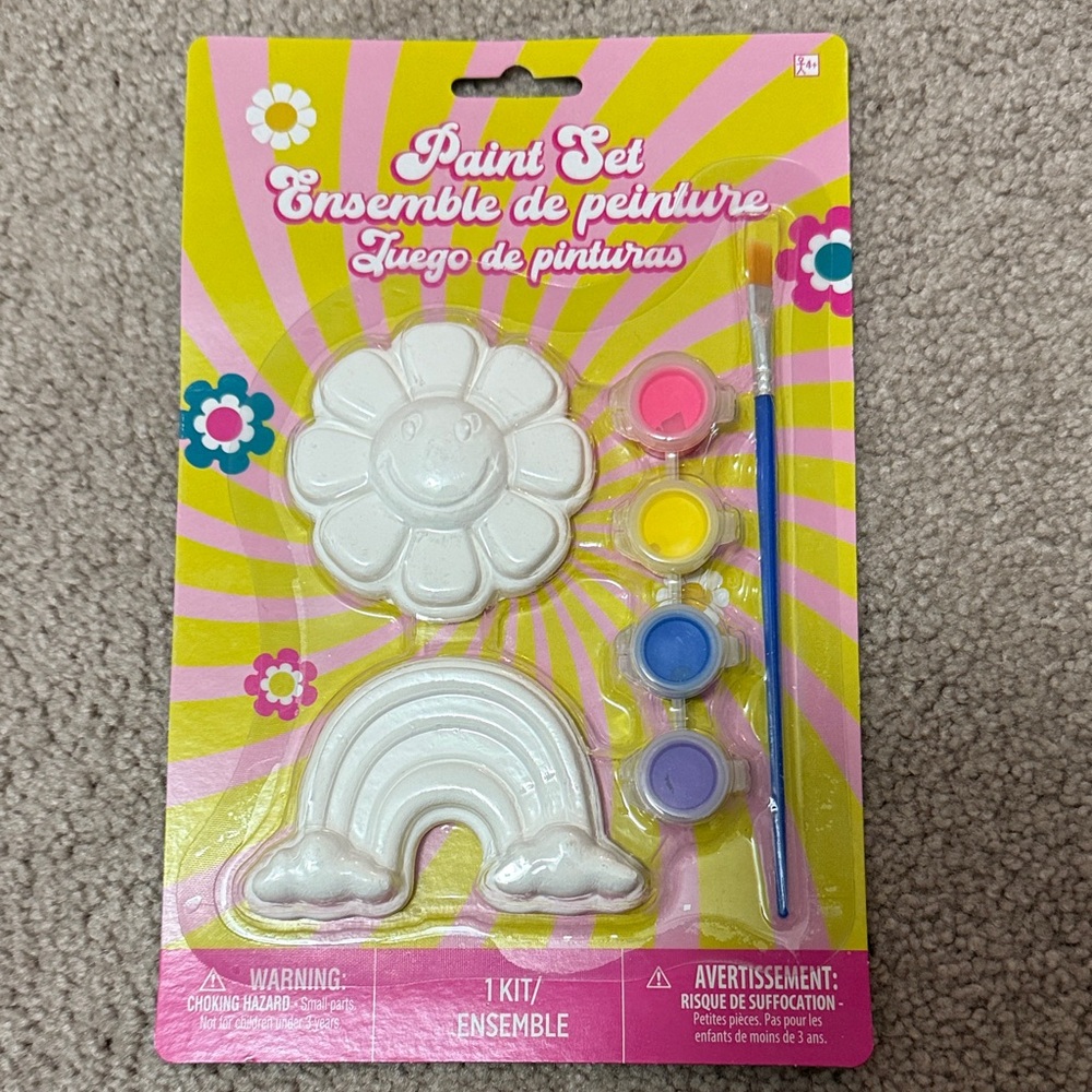 New! Paint Set with Flower and Rainbow - Pink, Yellow, Blue